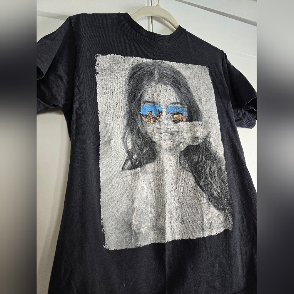 Bowery Black Graphic T-Shirt with Reflective Sunglasses Design - Picture 3 of 5